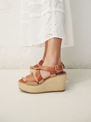 Tan Brown Forever Comfort®? Raffia Wedges - Image 1 of 3