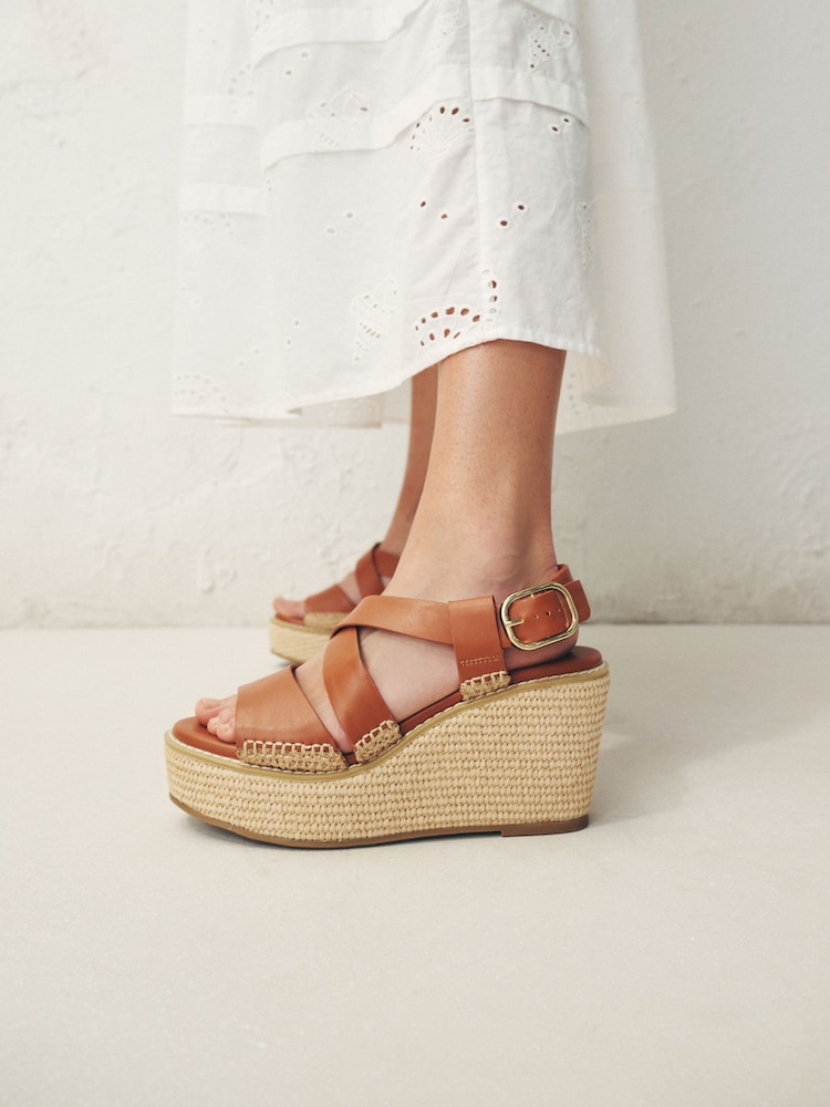 Tan Brown Forever Comfort®? Raffia Wedges - Image 1 of 3