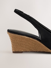 Black Forever Comfort® Leather Closed Toe Slingback Wedges - Image 10 of 10