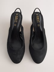 Black Forever Comfort® Leather Closed Toe Slingback Wedges - Image 7 of 10