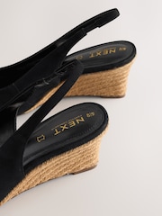 Black Forever Comfort® Leather Closed Toe Slingback Wedges - Image 8 of 10