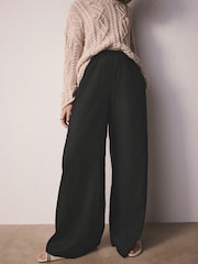Black Viscose/Linen Blend Loungewear Trousers - Image 1 of 8