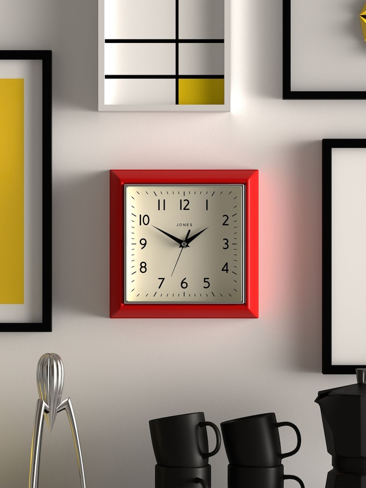 Jones Clocks Red Mustard Wall Clock 25cm - Image 1 of 4