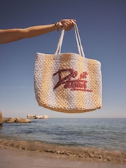 Cath Kidston Blue/Yellow 'Do Not Disturb' Slogan Beach Bag - Image 1 of 1