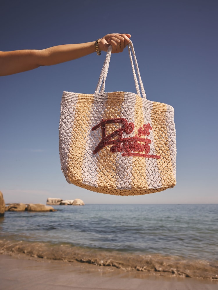 Cath Kidston Blue/Yellow 'Do Not Disturb' Slogan Beach Bag - Image 1 of 1 Cath Kidston Blue/Yellow 'Do Not Disturb' Slogan Beach Bag - Image 1 of 1