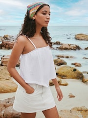 White Denim Mini Skort - Image 1 of 5