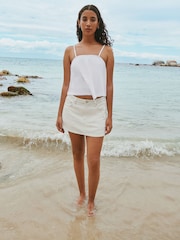 White Denim Mini Skort - Image 2 of 5