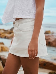 White Denim Mini Skort - Image 4 of 5