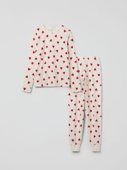 Polarn O. Pyret Natural Adult Heart Print Pyjamas - Image 1 of 2