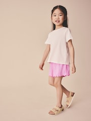 Pink Gingham Scallop Trim Textured Shorts (3-16yrs) - Image 2 of 8