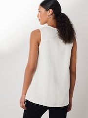 Ecru N. Premium Linen Blend V-Neck Tunic Top - Image 4 of 8