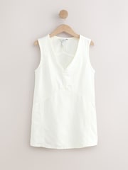 Ecru N. Premium Linen Blend V-Neck Tunic Top - Image 6 of 8