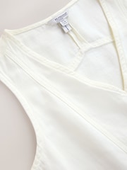 Ecru N. Premium Linen Blend V-Neck Tunic Top - Image 8 of 8