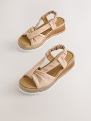Nude Forever Comfort® Open Toe Wedge Sandals With Sparkle Trim - Image 7 of 9