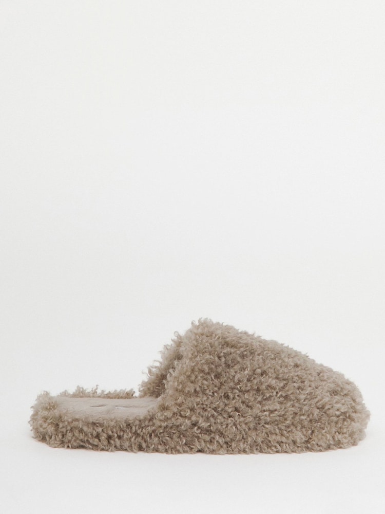 Simply Be Natural Shaggy Fur Mule Slippers - Image 3 of 3 Simply Be Natural Shaggy Fur Mule Slippers - Image 3 of 3