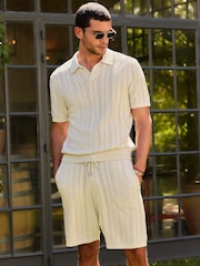 Neutral Ribbed Texture Knitted Shorts - Image 2 of 8