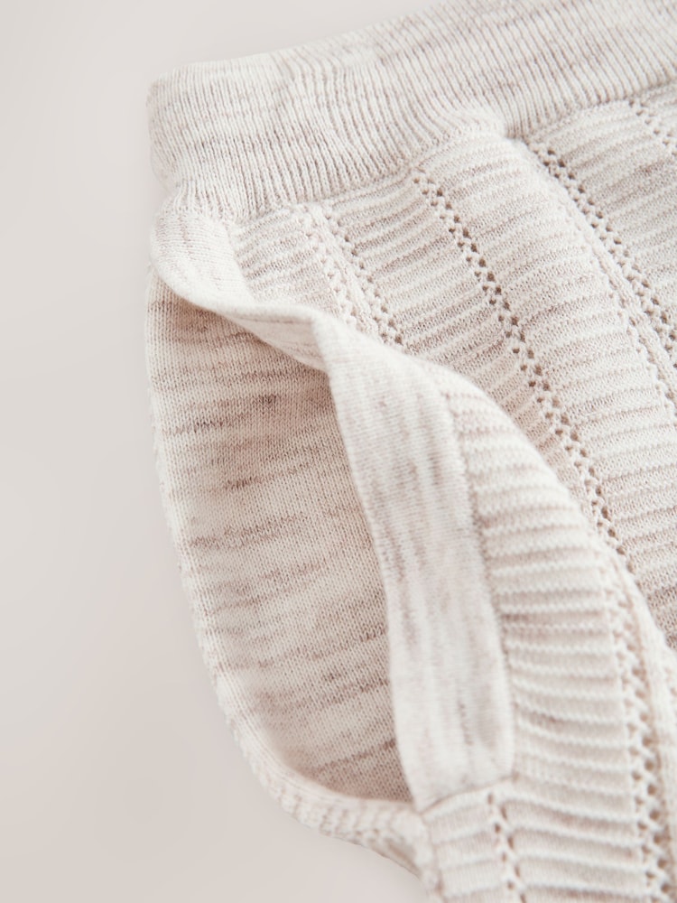 Neutral Ribbed Texture Knitted Shorts - Image 8 of 8