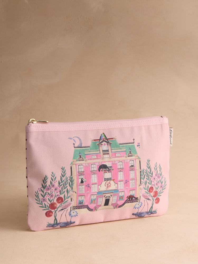 Cath Kidston Pink Hotel Print Rounded Pouch - Image 1 of 3