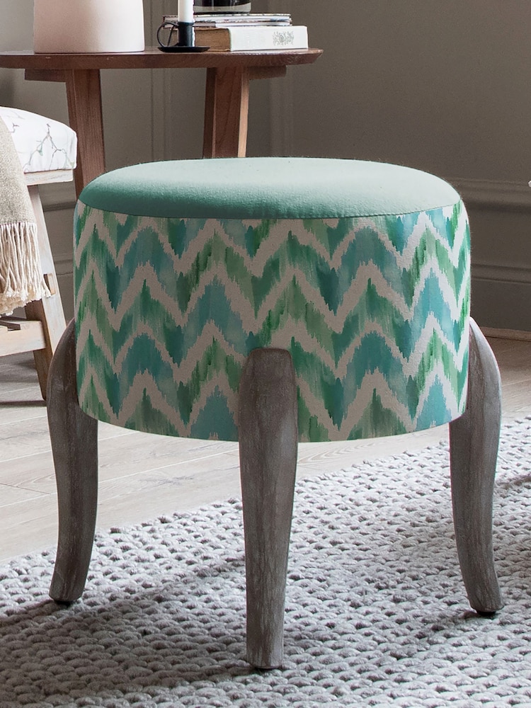 Voyage Maison Blue Arwen Printed Finn Footstool - Image 1 of 2 Voyage Maison Blue Arwen Printed Finn Footstool - Image 1 of 2
