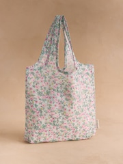 Cath Kidston Green Floral Tennis Print Foldaway Shopper - Image 1 of 3