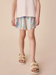Pink/Blue Floral Scallop Trim Textured Shorts (3-16yrs) - Image 2 of 6