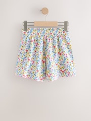 Pink/Blue Floral Scallop Trim Textured Shorts (3-16yrs) - Image 3 of 6