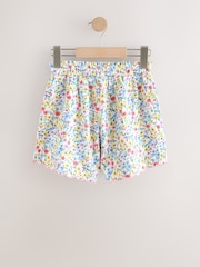 Pink/Blue Floral Scallop Trim Textured Shorts (3-16yrs) - Image 4 of 6