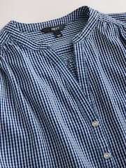Navy Gingham Puff Sleeve Button Through Denim Blouse - Image 2 of 3