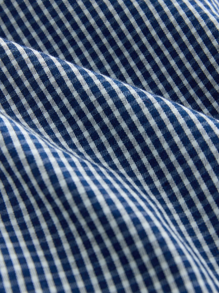 Navy Gingham Puff Sleeve Button Through Denim Blouse - Image 3 of 3