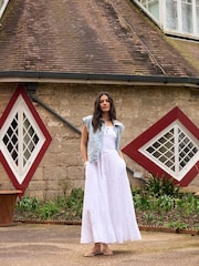 Light Blue National Trust x Next Denim Embroidered Gilet - Image 2 of 6