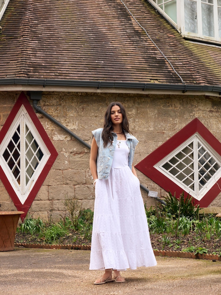 Light Blue National Trust x Next Denim Embroidered Gilet - Image 2 of 6