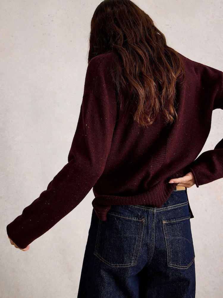White Stuff Purple Lily V Neck Jumper - Image 2 of 6
