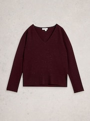 White Stuff Purple Lily V Neck Jumper - Image 5 of 6