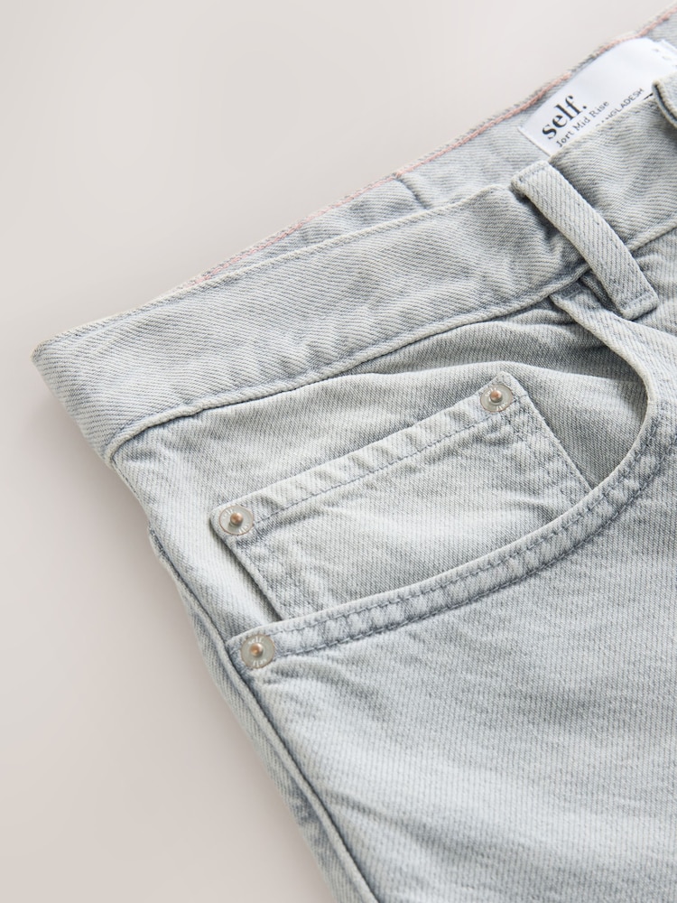 self. Grey Slouch Denim Jort Shorts - Image 10 of 10