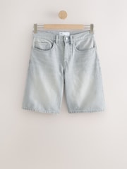 self. Grey Slouch Denim Jort Shorts - Image 11 of 16