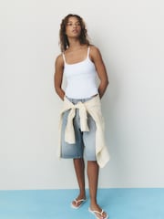 self. Grey Slouch Denim Jort Shorts - Image 2 of 16