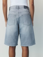 self. Grey Slouch Denim Jort Shorts - Image 4 of 16