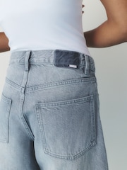 self. Grey Slouch Denim Jort Shorts - Image 5 of 16