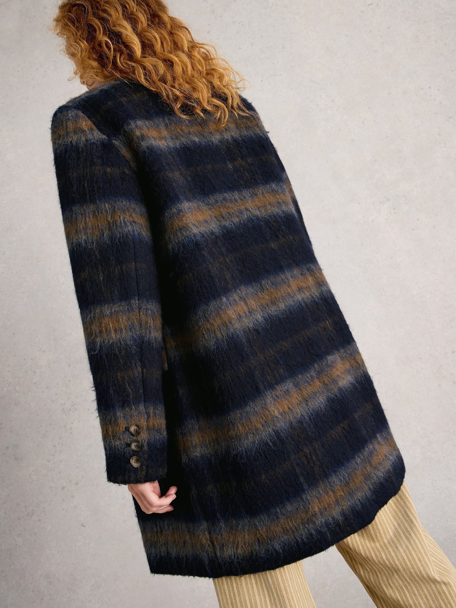 Buy White Stuff Blue Karla Check Wool Blend Coat from Next USA