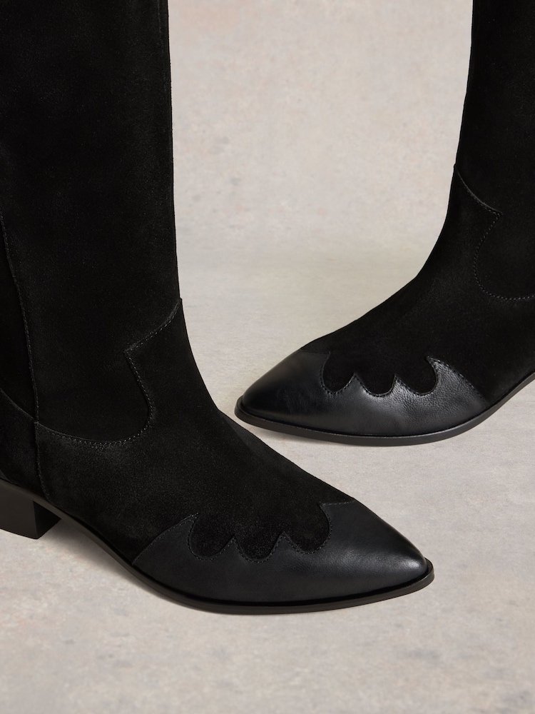 White Stuff Black Whitney Western Knee High Boots - Image 5 of 5