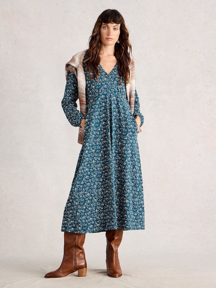 White Stuff Blue Megan Jersey Dress - Image 1 of 6