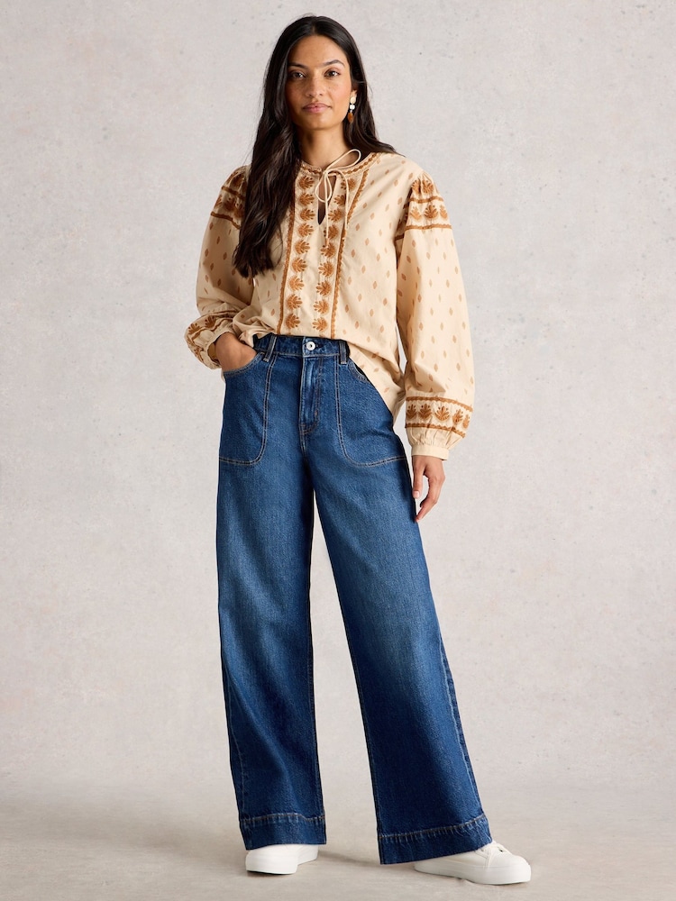 White Stuff Blue Tia Wide Leg Jeans - Image 1 of 6