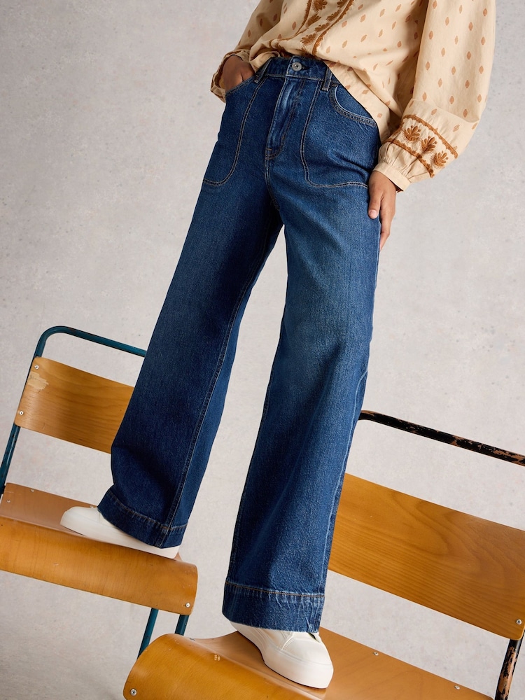 White Stuff Blue Tia Wide Leg Jeans - Image 2 of 6