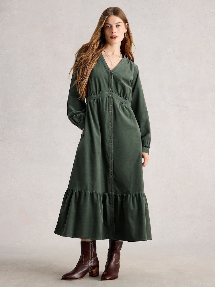 White Stuff Green Phoebe Cord Dress - Image 1 of 6