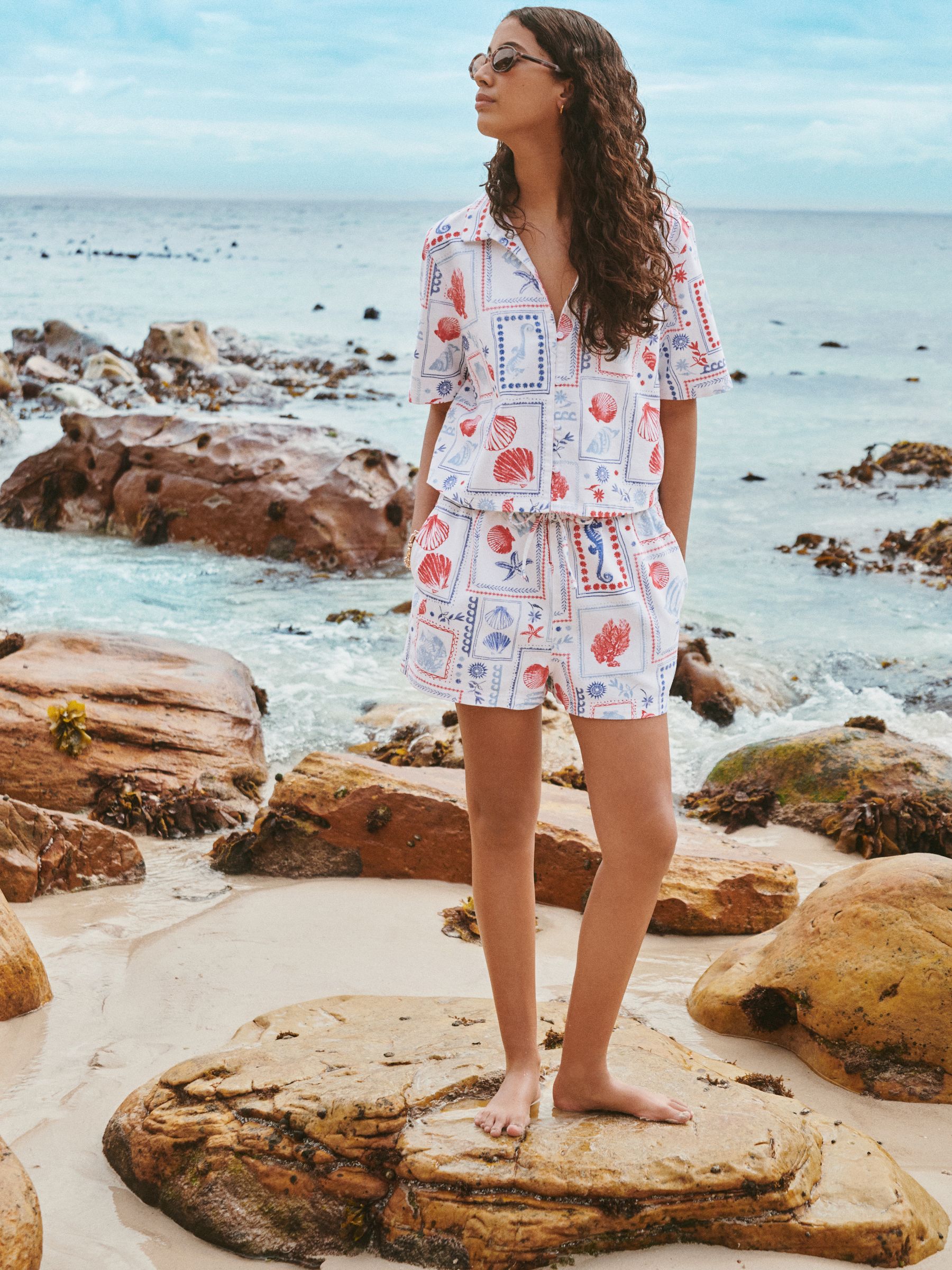 Buy White Postcard Print Pull On Shorts from Next USA