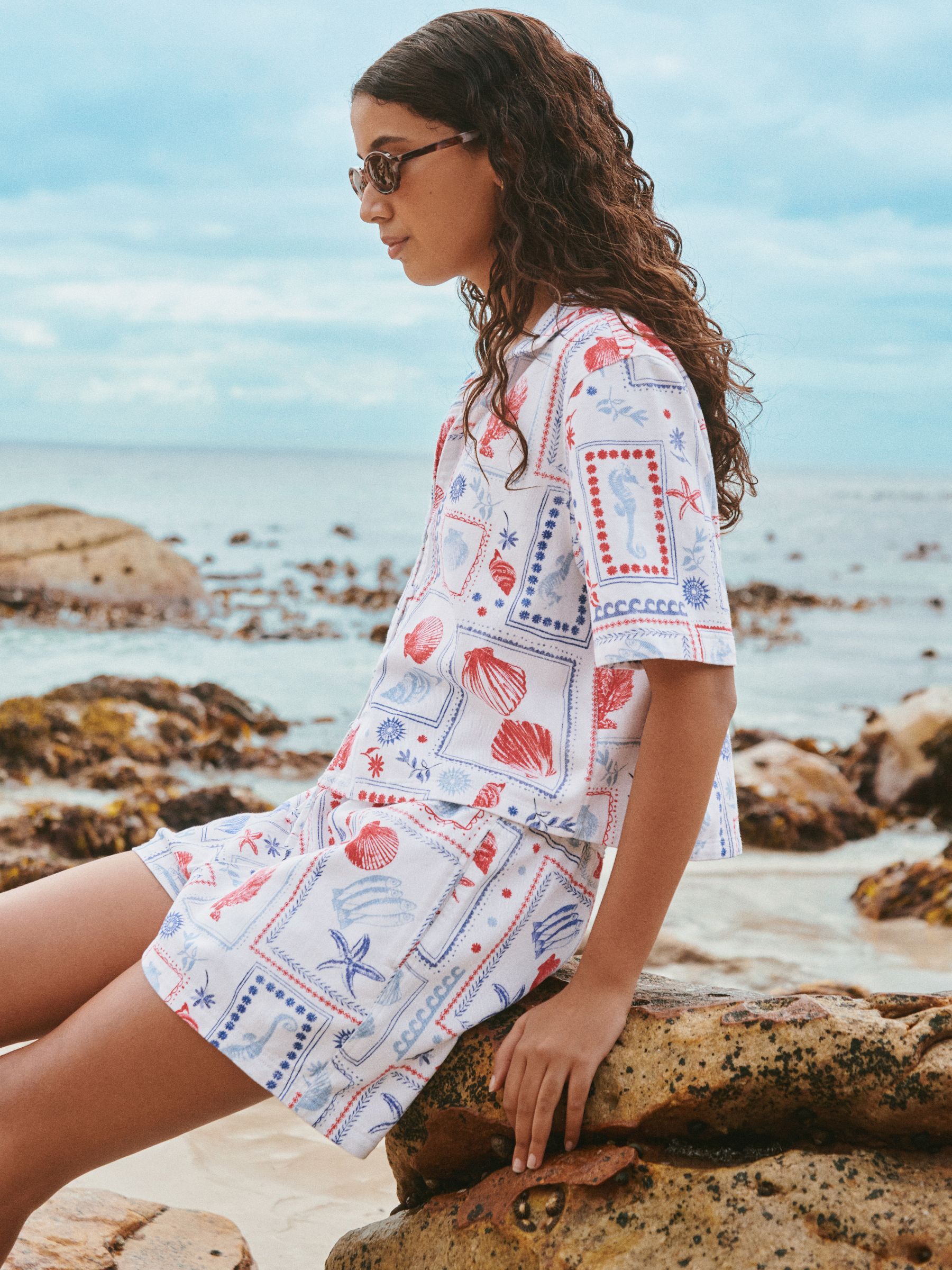Buy White Postcard Print Pull On Shorts from Next USA