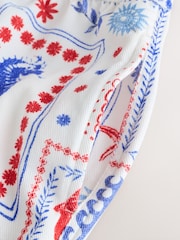 White Postcard Print Drawstring Mini Shorts - Image 4 of 5
