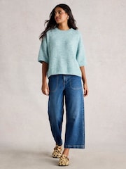 White Stuff Blue Kate Knitted T-Shirt - Image 1 of 6