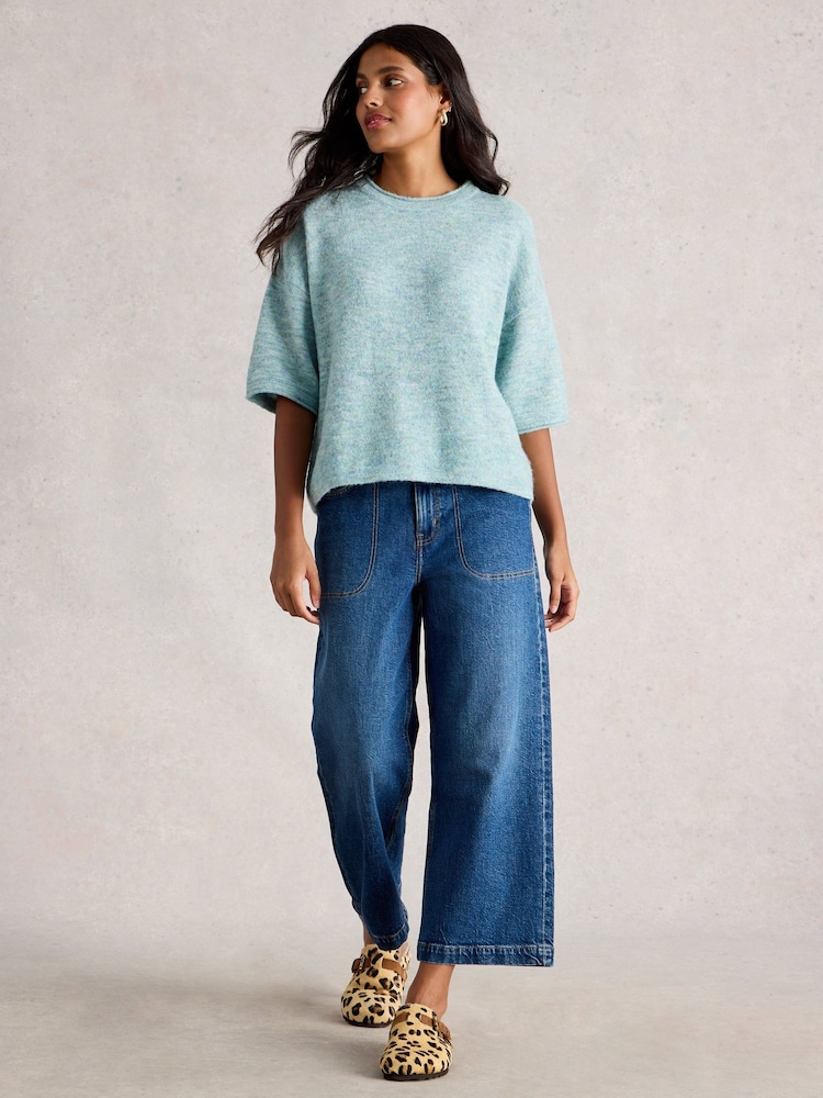 White Stuff Blue Kate Knitted T-Shirt - Image 1 of 6