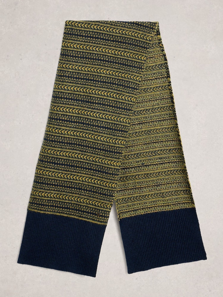 White Stuff Blue Jasper Fairisle Knit Scarf - Image 2 of 3
